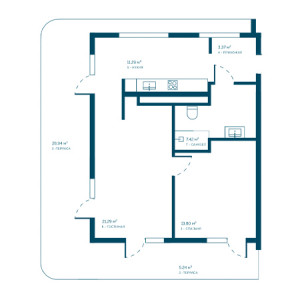 2 комнатная 91.35м²