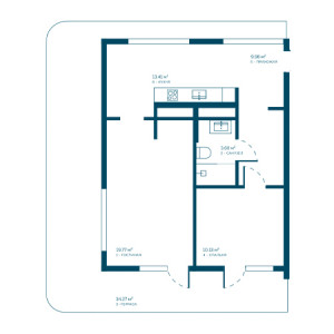 2 комнатная 91.24м²