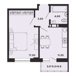 1 комнатная 37.1м²