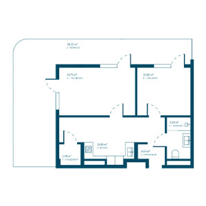 2 комнатная 83.42м²