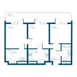 3 комнатная 75.21м²