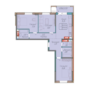 3 комнатная 77.61м²