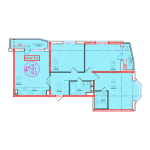 3 комнатная 92.8м²