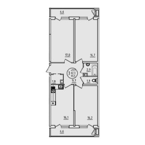 3 комнатная 95.5м²