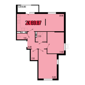 2 комнатная 69.87м²