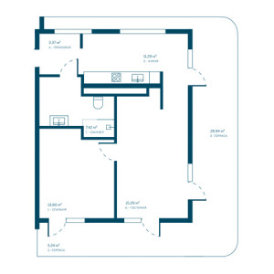 2 комнатная 91.35м²