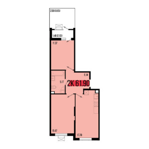 2 комнатная 61.90м²