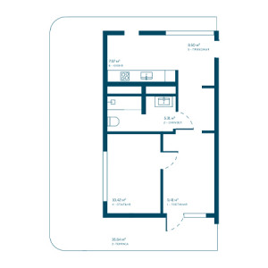 2 комнатная 77.25м²