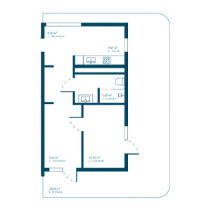 2 комнатная 77.15м²