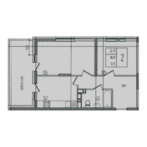 2 комнатная 57.15м²