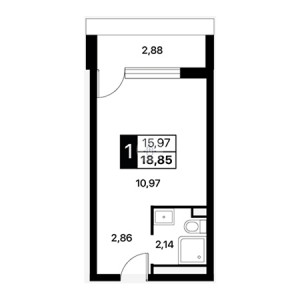 Студия 18.85м²