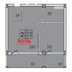 2 комнатная 56.5м²