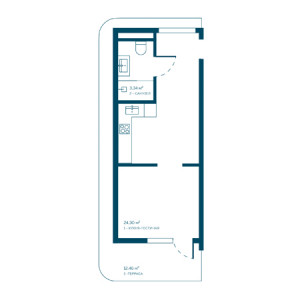 Студия 40.1м²