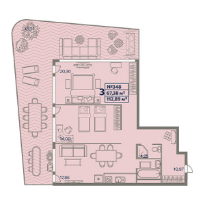 3 комнатная 112.89м²