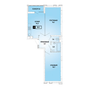 2 комнатная 59.7м²