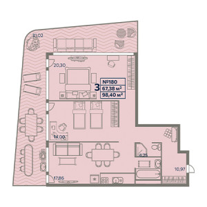 3 комнатная 98.4м²