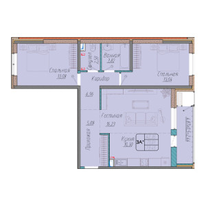 3 комнатная 73.45м²