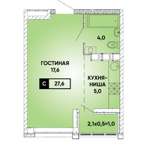 Студия 27.6м²