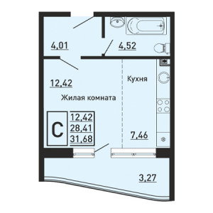 Студия 31.68м²