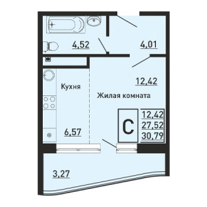 Студия 30.79м²