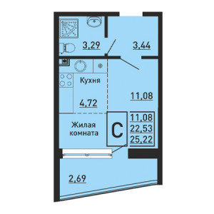 Студия 25.22м²