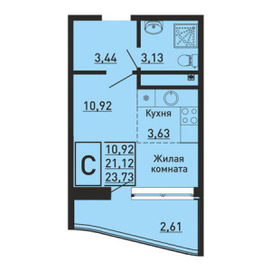 Студия 23.73м²