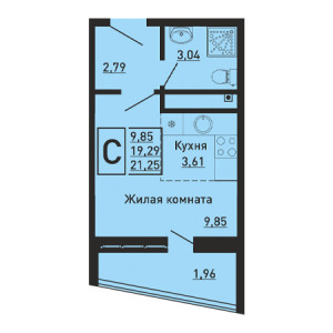 Студия 21.25м²