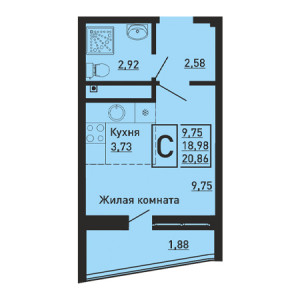 Студия 20.86м²