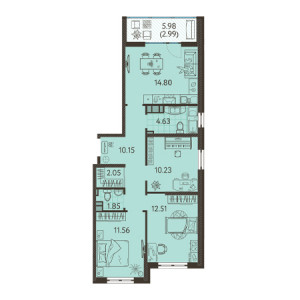 3 комнатная 70.77м²