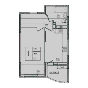 1 комнатная 43.41м²