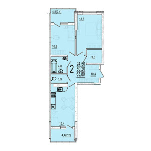 2 комнатная 63.8м²