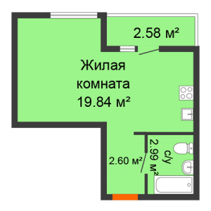 Студия 26.72м²