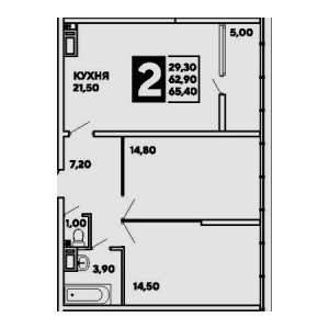 2 комнатная 65.4м²