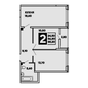 2 комнатная 58.2м²