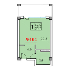 Студия 29.9м²