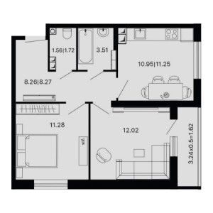 2 комнатная 49.67м²