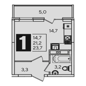 Студия 23.7м²