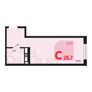 Студия 26.7м²