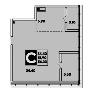 Студия 56.2м²