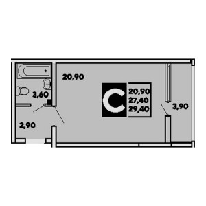 Студия 29.4м²