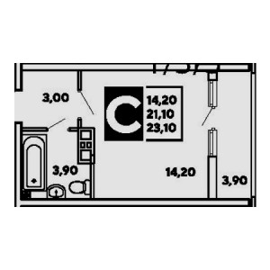 Студия 23.1м²