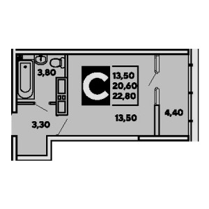 Студия 22.8м²