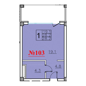 Студия 28.2м²