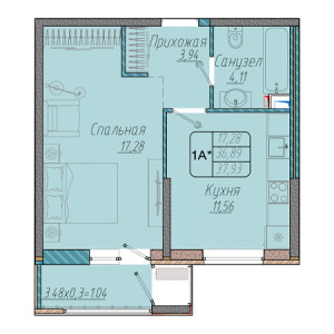 1 комнатная 37.93м²