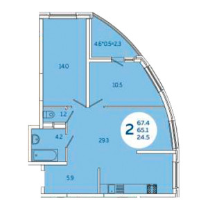 3 комнатная 67.4м²