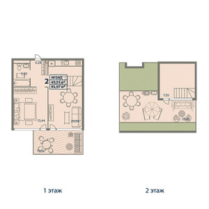 2 комнатная 95.97м²