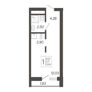 Студия 23.64м²