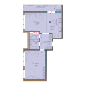 2 комнатная 71.25м²