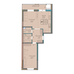 2 комнатная 61.96м²