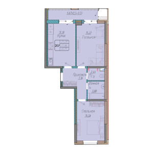 2 комнатная 61.19м²